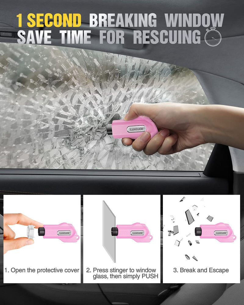 2 in 1 car window breaker and seat belts, (Pink)