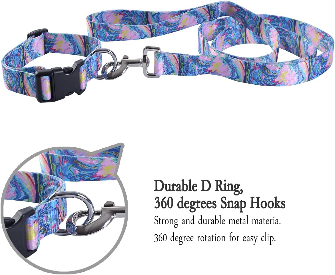 Set of 2 Pet Collars and Fun Leash, Size m, Tie Dye