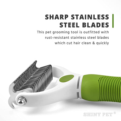 Stainless steel pet comb, green, 1pc