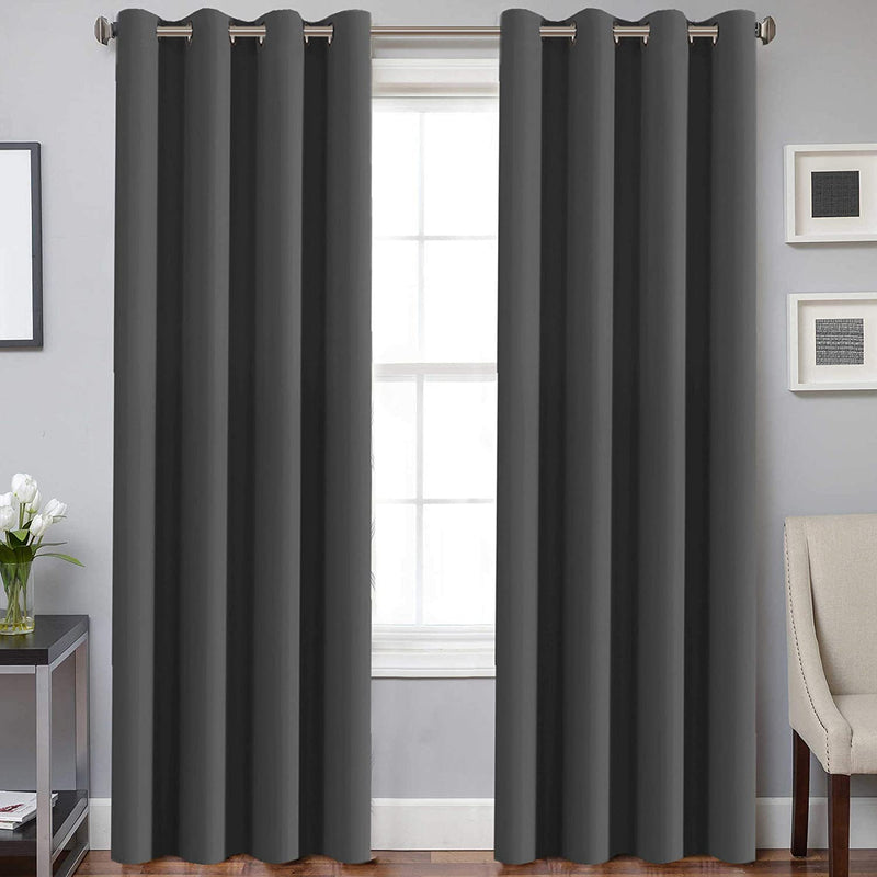 Curtains, Sage 2 Panels, 52" W x 96" L,Charcoal Gray