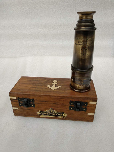 Solid Brass Pirate Telescope with Wooden Case, 15-Inch