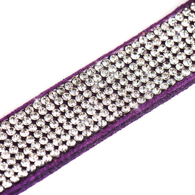 Crystal Dog Collar with Bow, 11-13 inch, Purple