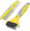 Pet rake and comb, yellow-gray