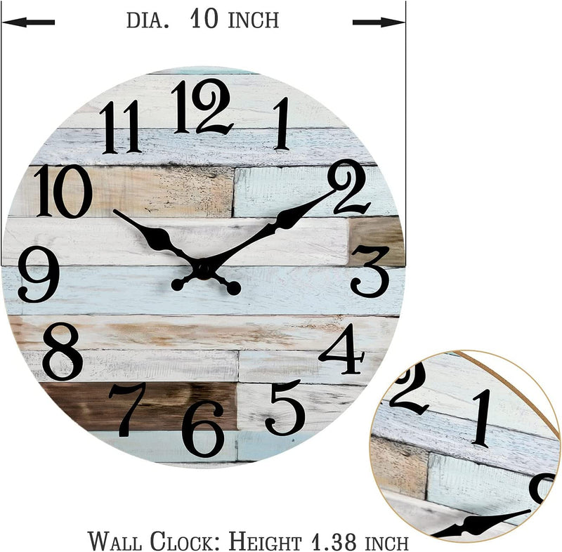 Silent 10 Inch Battery Operated Wooden Wall Clock,