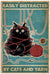 "Easily Distracted by Cats and Yarn" Retro Metal Tin, 8x12 Inch