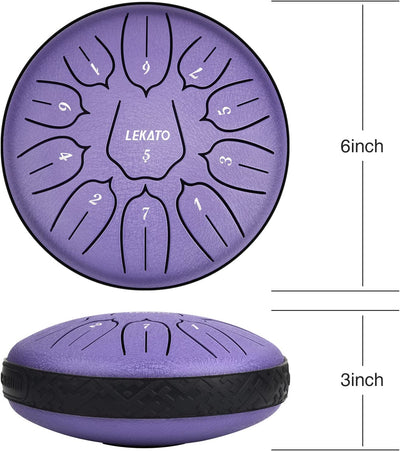 Steel tongue drum- 6 inch 11 tones, lavender purple