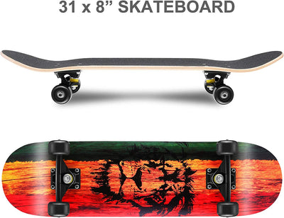 31" x 8" 7 Ply Canadian Maple Skateboards Color: Mighty Lion