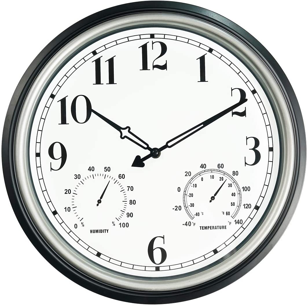 Large wall clock, 16 inches, silver