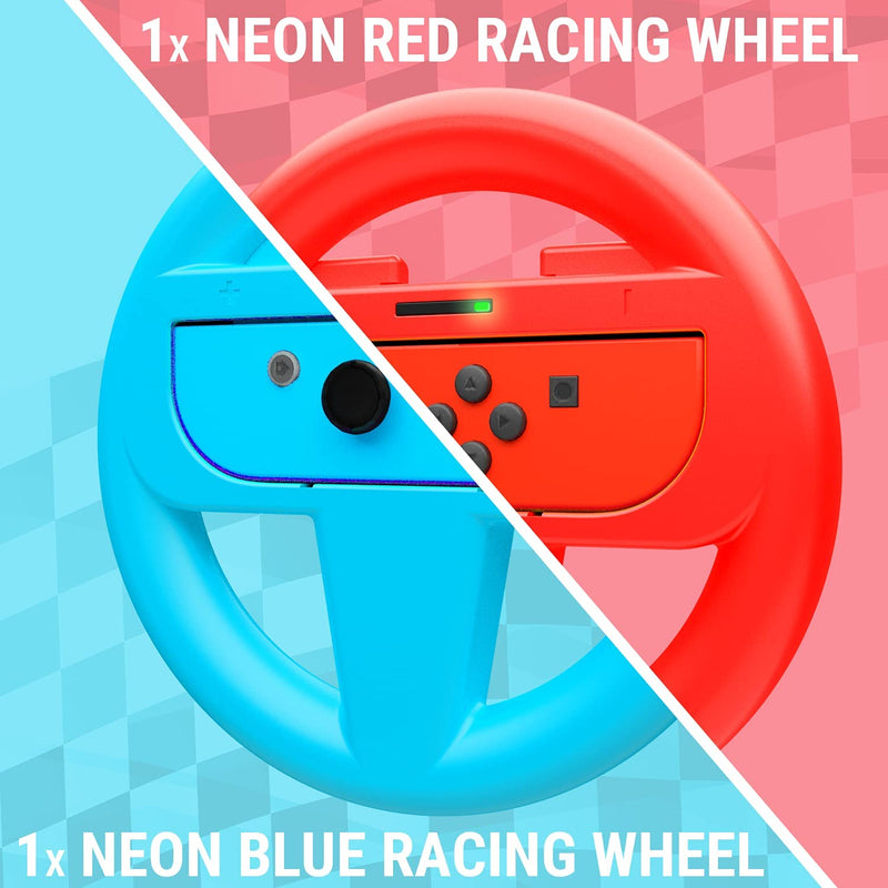 Steering wheels for nintendo, 2 pack, red-blue