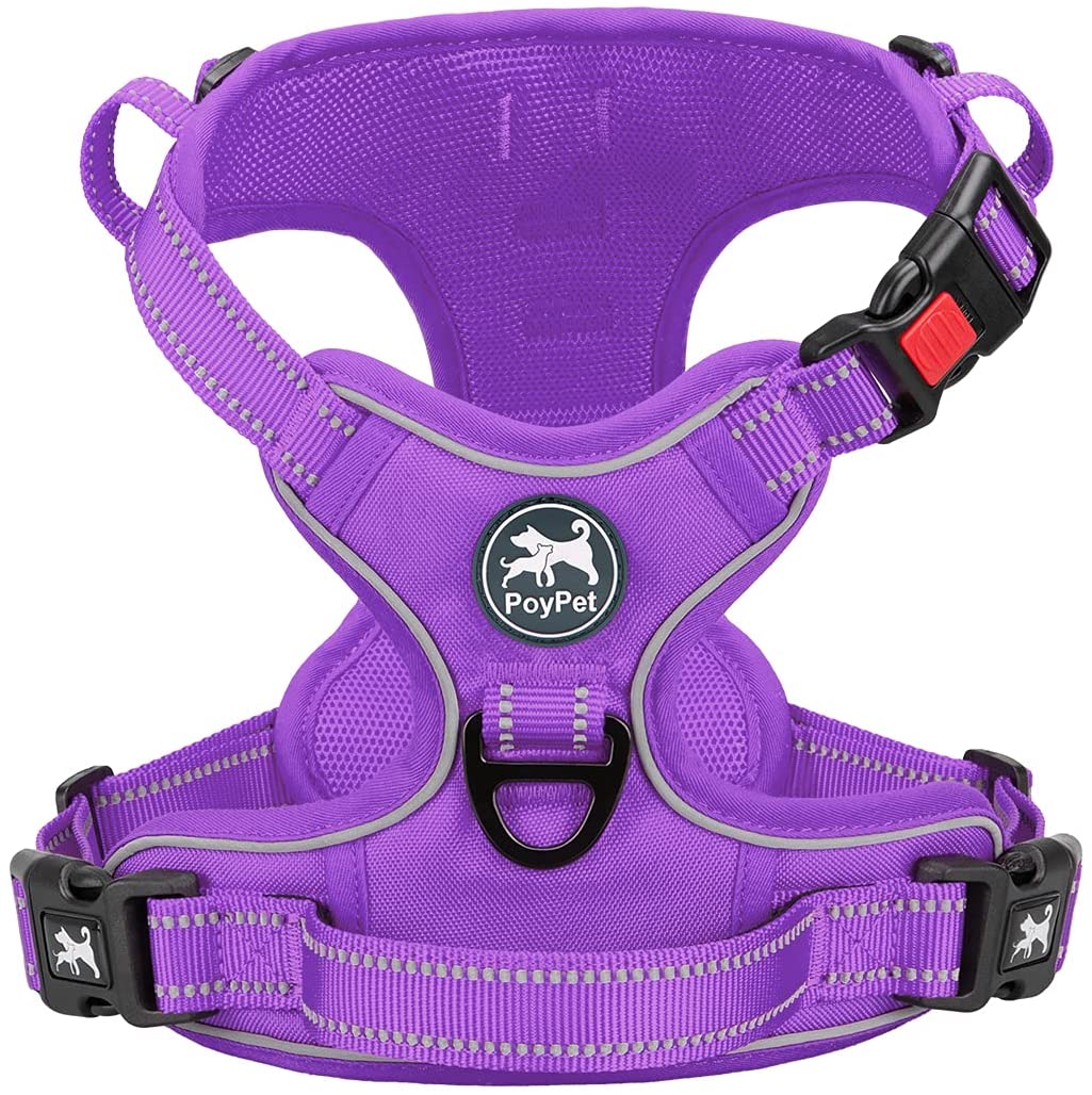 Reflective Adjustable No Pull Pet Harness, Purple Full (S)