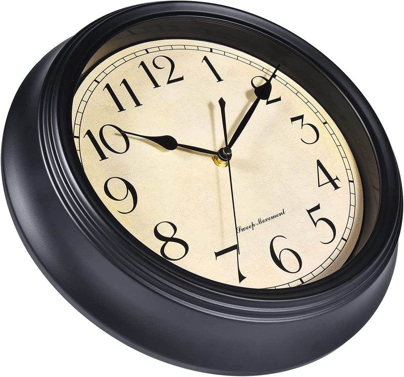 Retro Large Metal Wall Clock (Color: Black) 13"