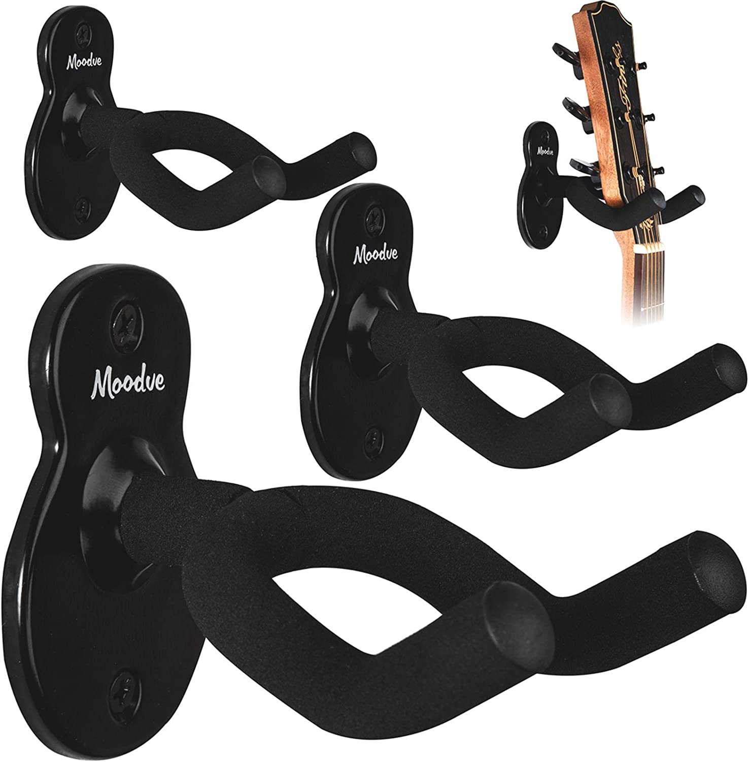 Metal Wall Hanging Guitar Stand - 4 Pack (Guitar Shape)