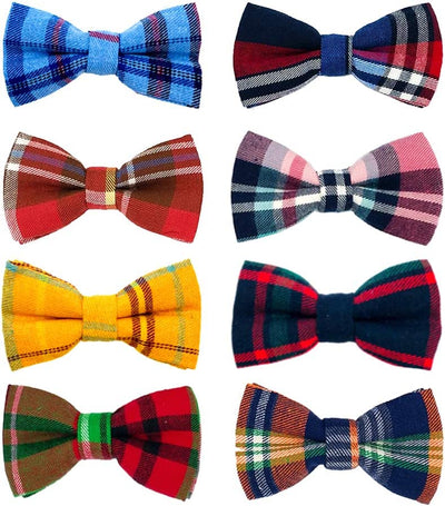 Pet bow accessory, 8-piece, Plaid