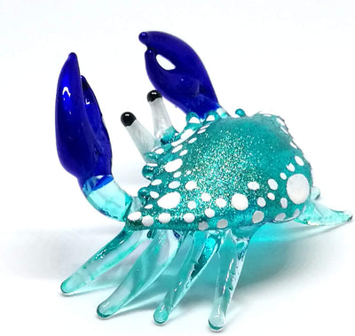 Handcrafted Figure of Blue Crab Blown Glass Marine Collection