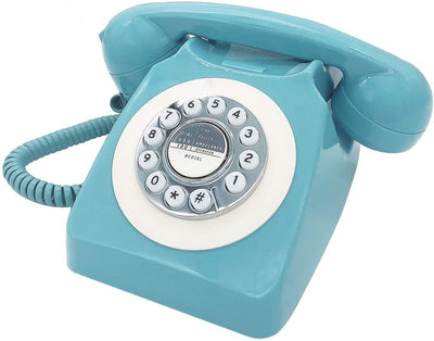 Retro Corded Telephone, 1930s, Blue