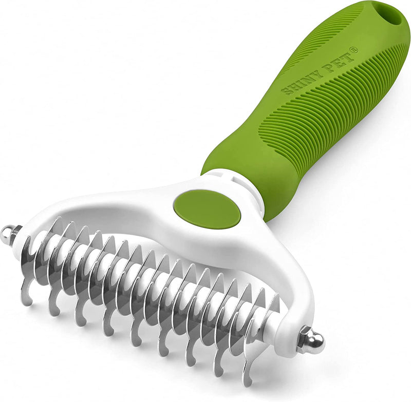 Stainless steel pet comb, green, 1pc