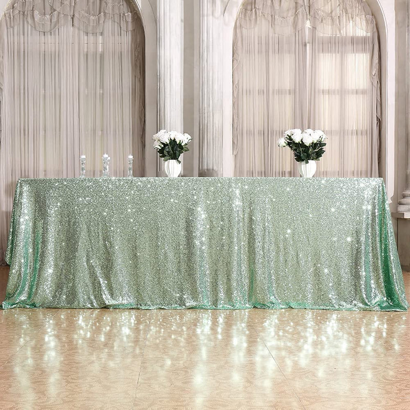 Sequin Tablecloth, (Mint Green, 50" x 80"), green