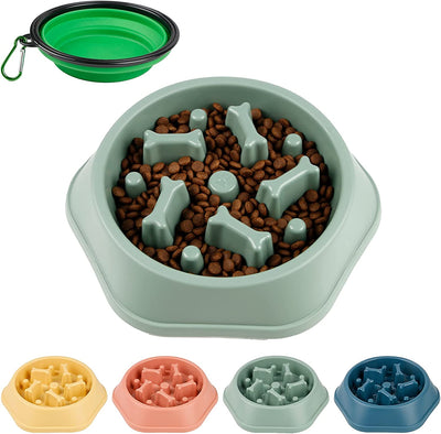 Pet Slow Feeder, (Green, Bone), 9.25 X 7.28 X 1.97Inches