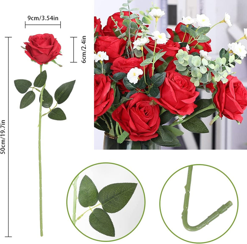 10 Artificial Red Rose Flowers for Valentine's Day