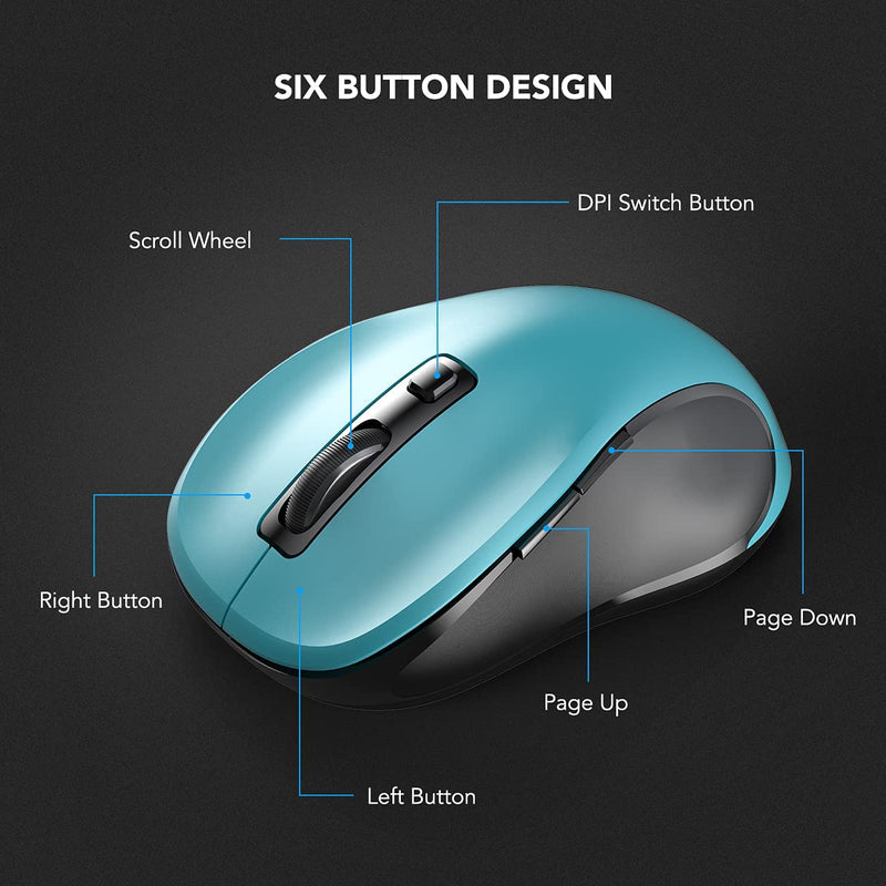 Wireless mouse with 6 buttons, (sky blue)