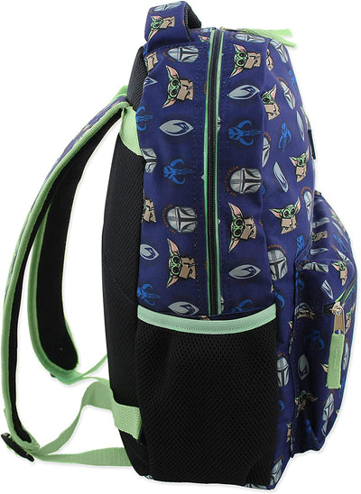 Baby Yoda 16-Inch School Backpack (One Size, Blue/Green)