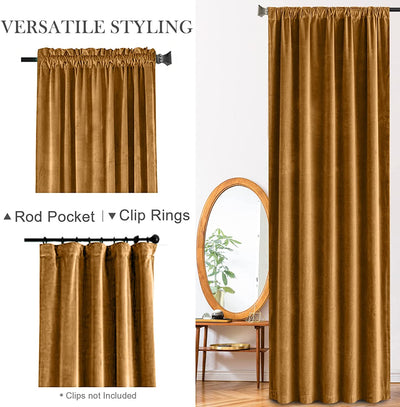 52-by-95-inch curtain, gold brown