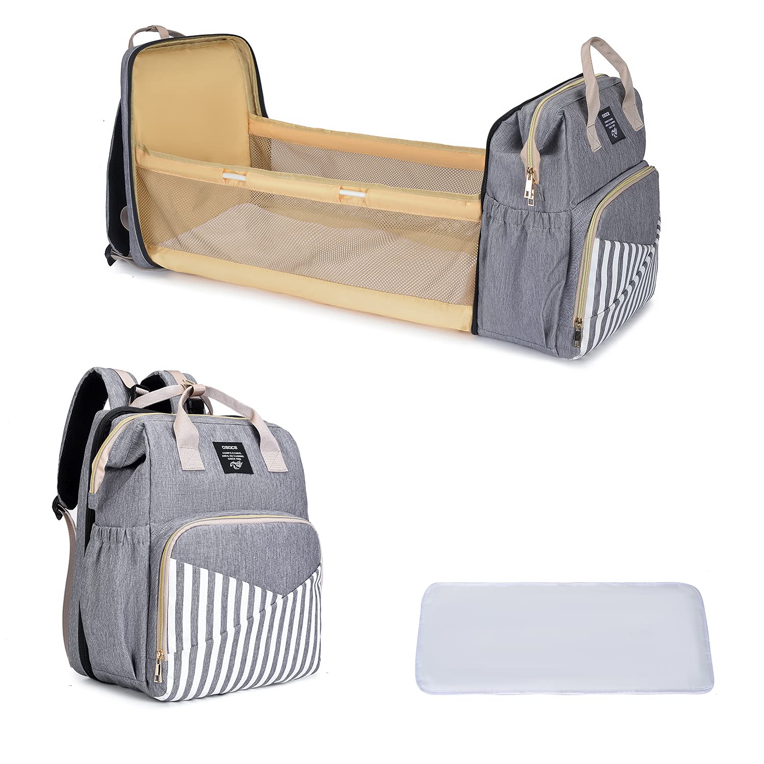 Baby backpack with changing mat (grey)