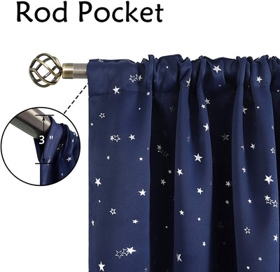 Blackout Curtains Length 63, 2 Panels, (Navy Blue)