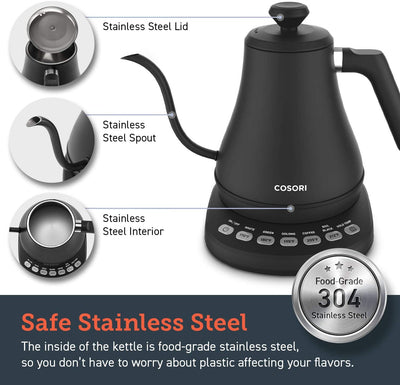 Electric Gooseneck 0.8L 5 Variable Presets Pour Over Kettle & Coffee Kettle