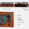 3-Speed Bluetooth Turntable, Walnut Wood Color