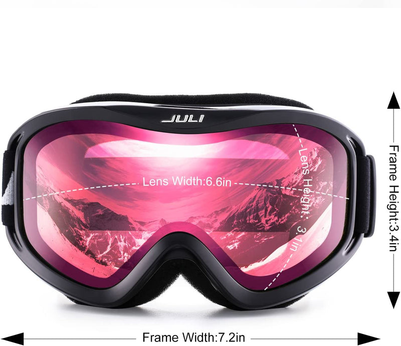 snowboard goggles for snow (Black Frame Vermillion Red Lens)