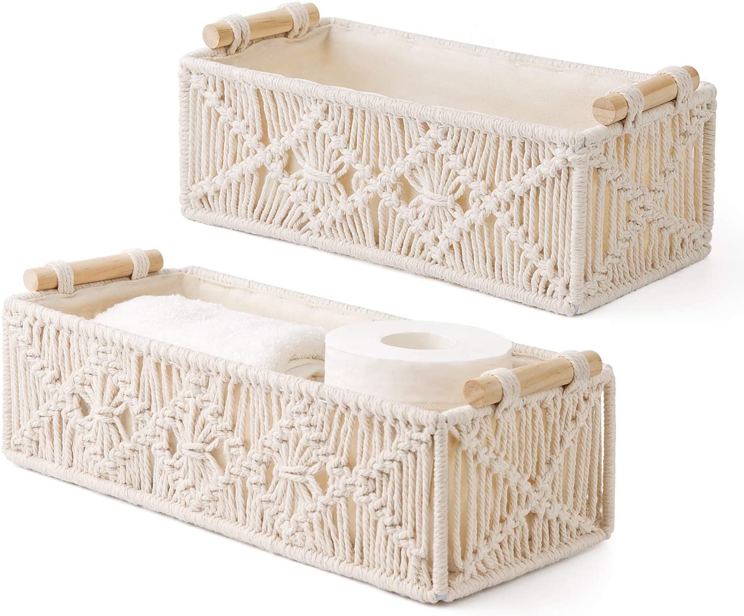 Macrame Storage Baskets Boho Decor Box