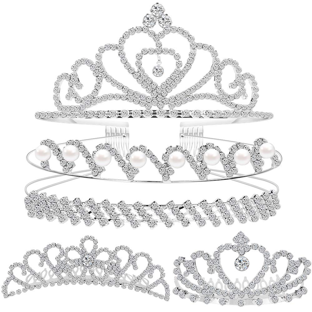 Set of 5 crystal headbands, color: silver