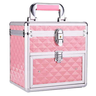 Box Makeup Train Case Nail Polish Cosmetic Storage, pink