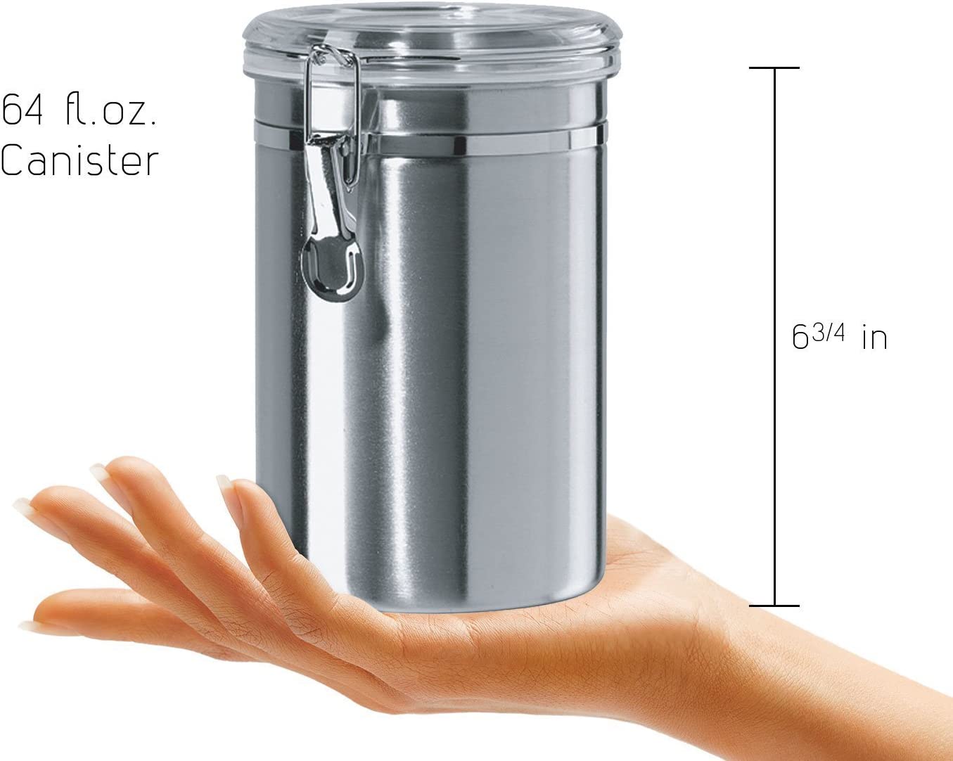 Kitchen Container, Stainless Steel, Glass, 64 Oz, 1 Piece