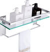 Tempered Glass Bathroom Shelf with Towel bar Wall Mounted