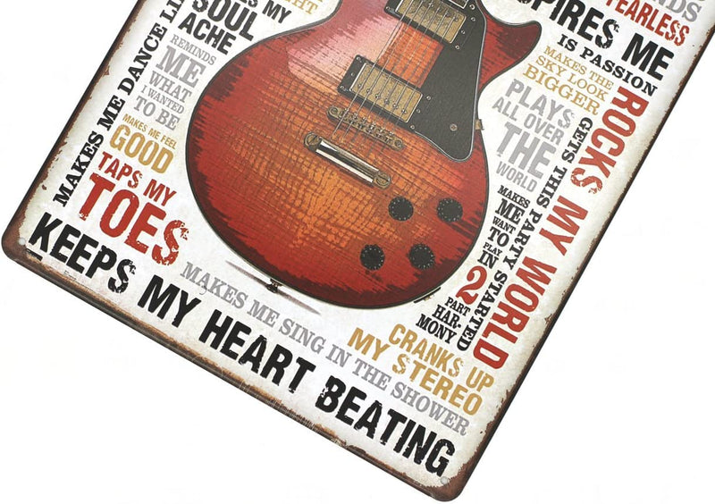 Vintage Style Metal Sign (Color: Music Inspires Me)