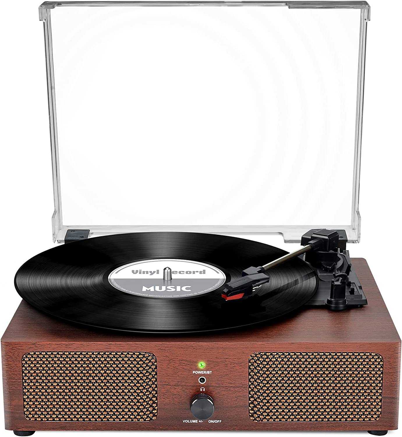 Vinyl record player, with wireless vintage USB phonograph speaker