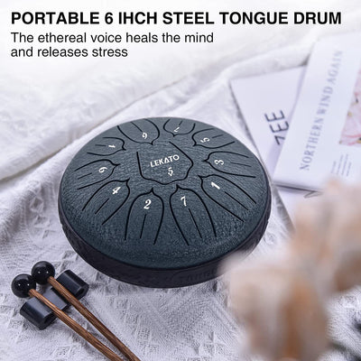 Steel tongue drum- 6 inch 11 tones, navy blue