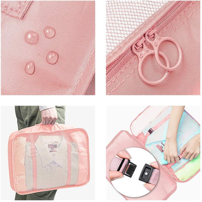 Travel Luggage Organizer Bags (6 Pieces, Pink).