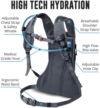 2L Hydration Pack with Storage, Orange