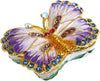 Jewelery Hinged Butterfly Trinket Box, Collectible Purple