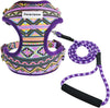 Multicolored Dog Vest Harness and Leash Set (Large - Purple)