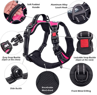 Reflective Adjustable No Pull Pet Harness, Pink (S)