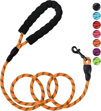 Rope leash for pets with non-slip handle, (orange)