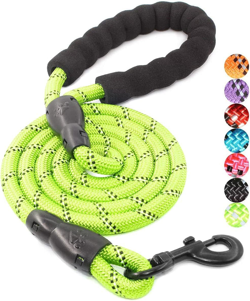 Sturdy Pet Leash with Padded Handle and Reflective Threads, Green