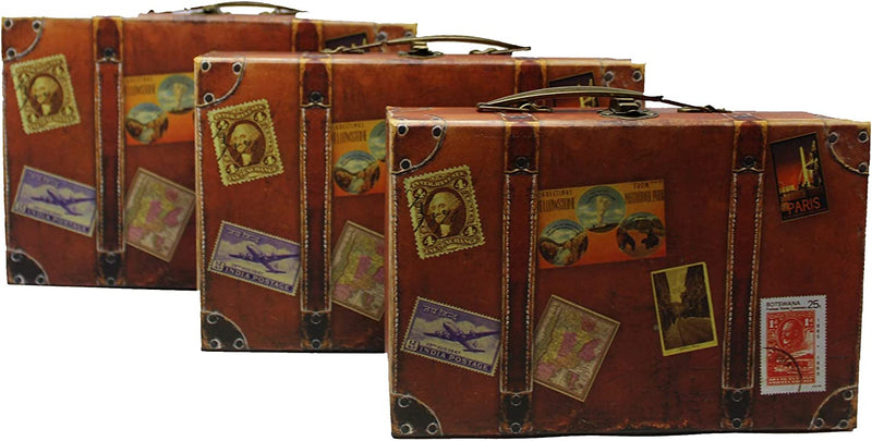 Vintage Cardboard Luggage Boxes (Set of 3)