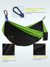 Portable camping hammock with 2 straps, Green & Black