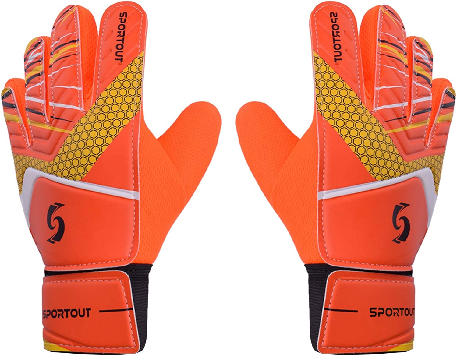 Goalkeeper gloves, with double protection, Orange, Size 5