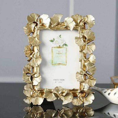 Vintage photo frame 4x6, (Golden Ginkgo Leaf)